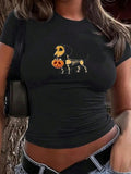 Cartoon Dog Print Round Neck Crop Casual Short Sleeve - Adult & Kids T-Shirts, Sweatshirts & Hoodies apparel design preview 1