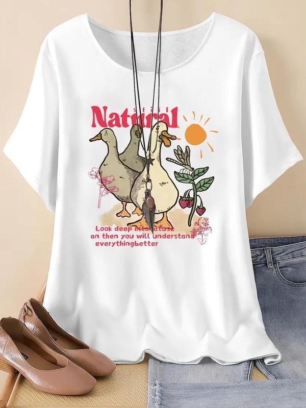 Cartoon Duck Letter Print Drop Shoulder Cute Short - Adult & Kids T-Shirts, Sweatshirts & Hoodies apparel design preview 1