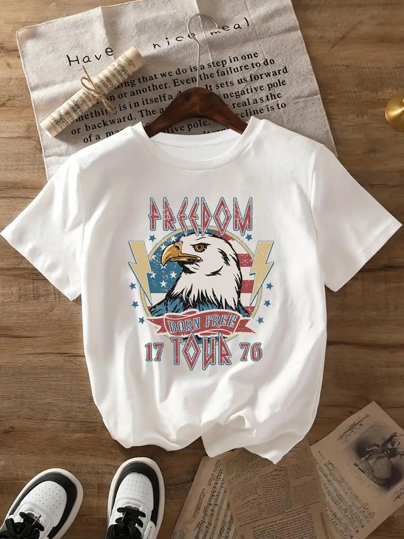 Cartoon Eagle Print Round Neck Casual Star Short - Adult & Kids T-Shirts, Sweatshirts & Hoodies apparel design preview 1