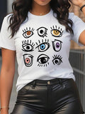 Cartoon Eye Print Round Neck Casual Short Sleeve - Adult & Kids T-Shirts, Sweatshirts & Hoodies apparel design preview 1