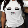 Cartoon Eyelash Letter Print Round Neck Casual Crew - Adult & Kids T-Shirts, Sweatshirts & Hoodies apparel design preview 1