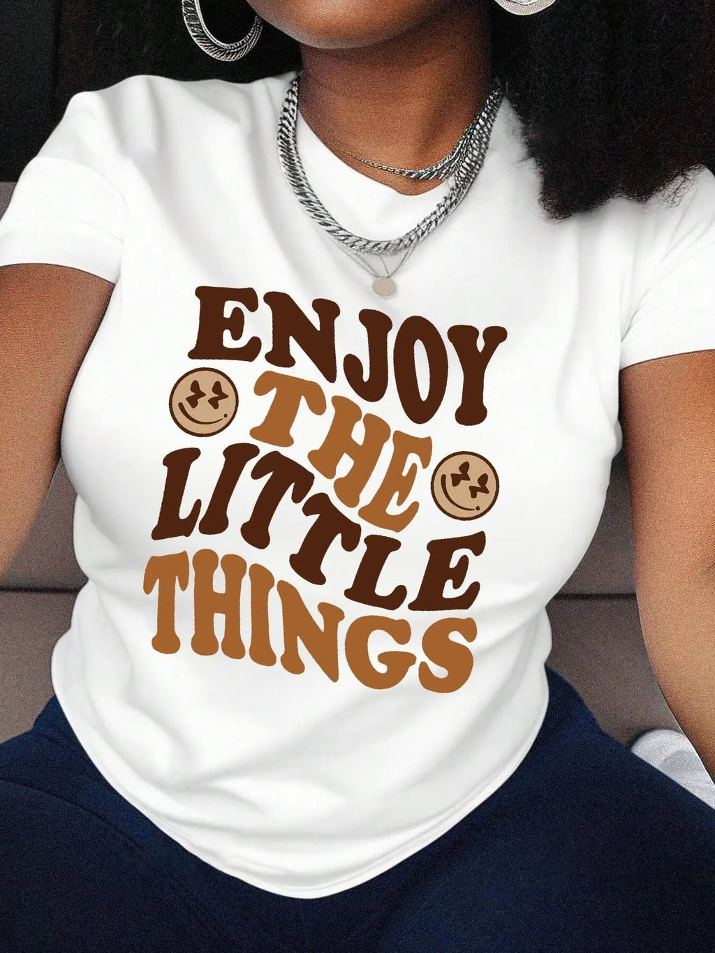 Cartoon Face Letter Print Round Neck Short Sleeve - Adult & Kids T-Shirts, Sweatshirts & Hoodies apparel design preview 1
