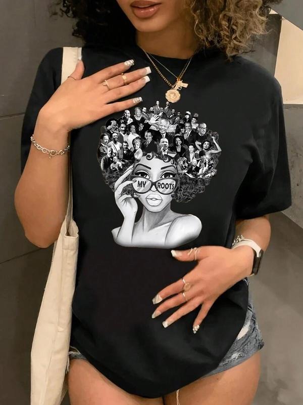 Cartoon Figure Letter Print Drop Shoulder Casual Crew - Adult & Kids T-Shirts, Sweatshirts & Hoodies apparel design preview 1