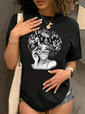 Cartoon Figure Letter Print Drop Shoulder Casual Crew - Adult & Kids T-Shirts, Sweatshirts & Hoodies apparel design preview 1