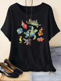 Cartoon Fish Print Round Neck Vintage Casual Short - Adult & Kids T-Shirts, Sweatshirts & Hoodies apparel design preview 1