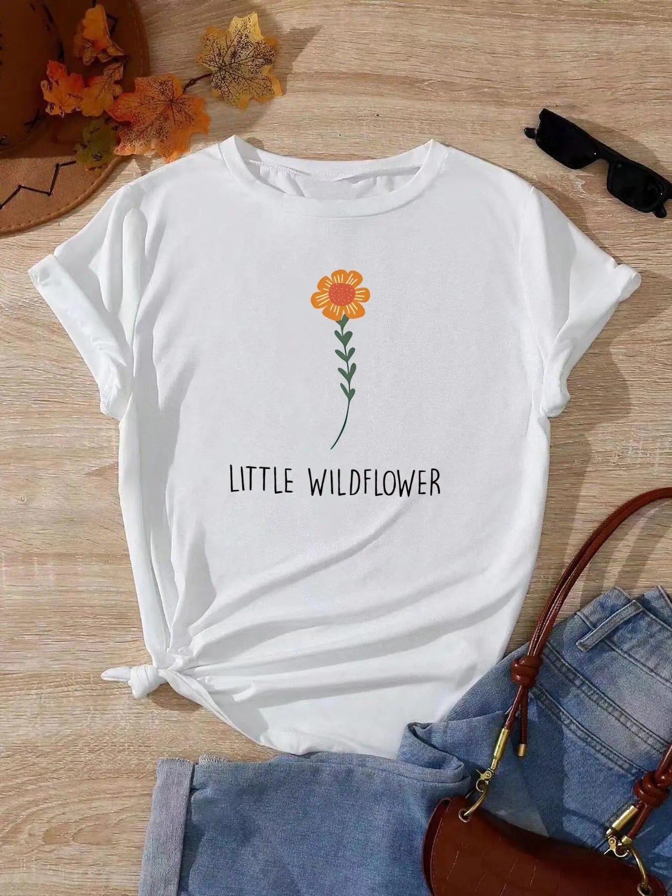 Cartoon Floral Print Round Neck Casual Short Sleeve - Adult & Kids T-Shirts, Sweatshirts & Hoodies apparel design preview 1