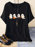 Cartoon Ghost Print Round Neck Cute Drop Shoulder - Adult & Kids T-Shirts, Sweatshirts & Hoodies apparel design preview 1