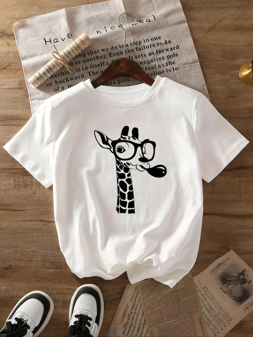 Cartoon Giraffe Print Round Neck Casual Crew Daily - Adult & Kids T-Shirts, Sweatshirts & Hoodies apparel design preview 1