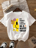 Cartoon Smile Face Floral Print Round Neck Casual - Adult & Kids T-Shirts, Sweatshirts & Hoodies apparel design preview 1