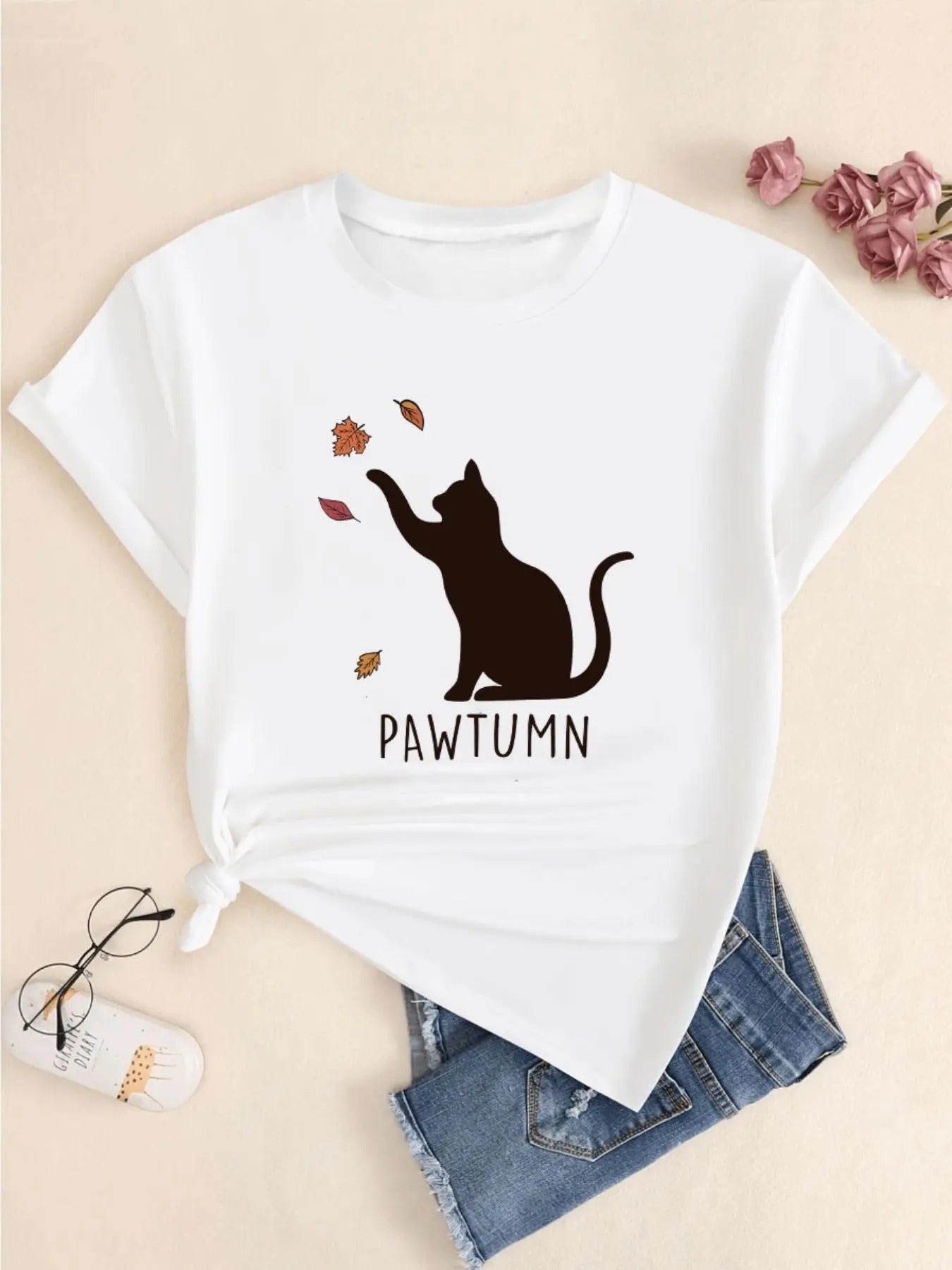 Cat Letter Print Round Neck Casual Short Sleeve - Adult & Kids T-Shirts, Sweatshirts & Hoodies apparel design preview 1