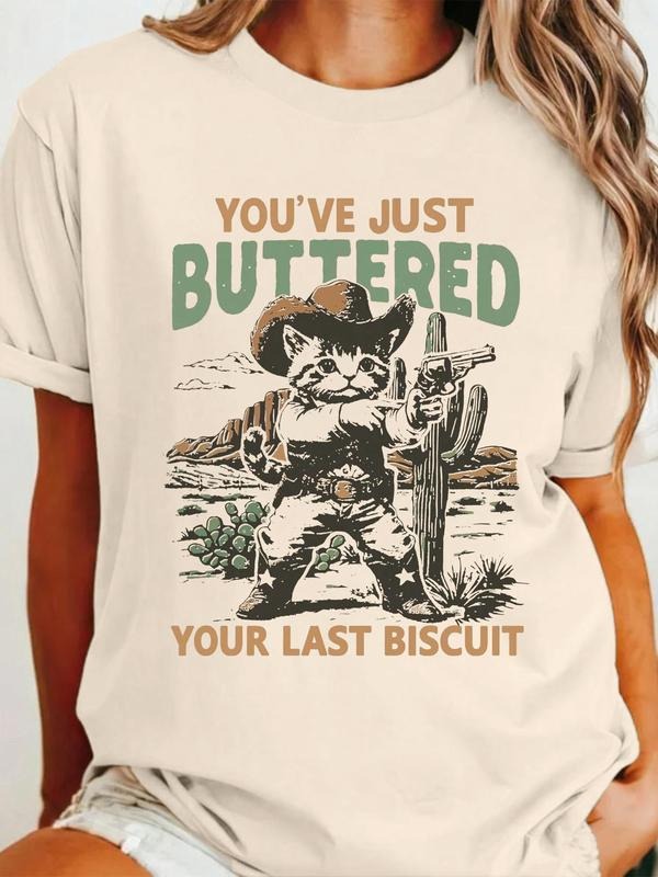 Cat Cactus Desert Print Round Neck Vintage Casual - Adult & Kids T-Shirts, Sweatshirts & Hoodies apparel design preview 1