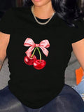 Cherry Bow Print Round Neck Casual Crew Daily - Adult & Kids T-Shirts, Sweatshirts & Hoodies apparel design preview 1