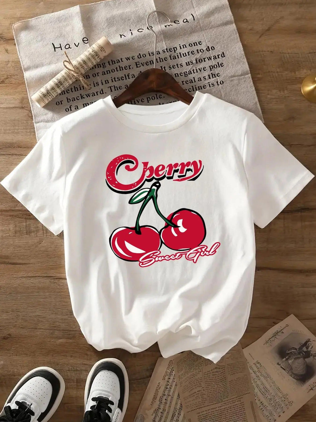Cherry Letter Print Round Neck Casual Short Sleeve - Adult & Kids T-Shirts, Sweatshirts & Hoodies apparel design preview 1