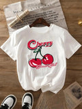 Cherry Letter Print Round Neck Casual Short Sleeve - Adult & Kids T-Shirts, Sweatshirts & Hoodies apparel design preview 1
