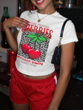 Cherry Print Round Neck Crop Casual Short Sleeve Crew - Adult & Kids T-Shirts, Sweatshirts & Hoodies apparel design preview 1