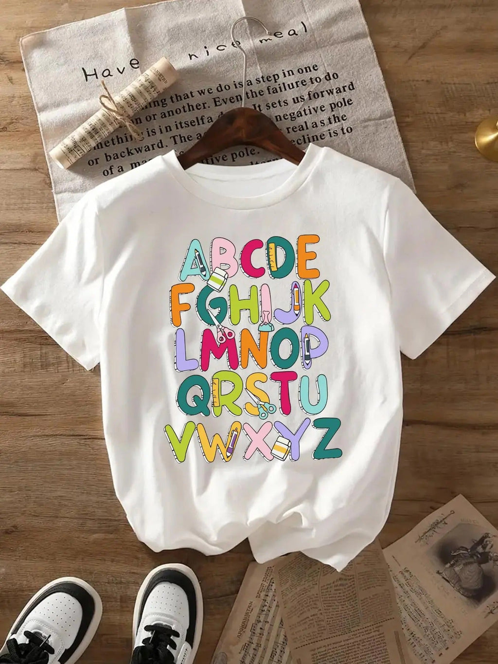 Colorful Letter Print Round Neck Casual Crew Short - Adult & Kids T-Shirts, Sweatshirts & Hoodies apparel design preview 1