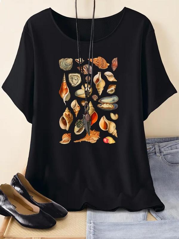 Conch Print Round Neck Vintage Casual Short Sleeve - Adult & Kids T-Shirts, Sweatshirts & Hoodies apparel design preview 1