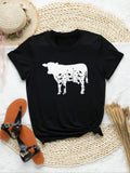 Cow Floral Print Round Neck Casual Short Sleeve Crew - Adult & Kids T-Shirts, Sweatshirts & Hoodies apparel design preview 1
