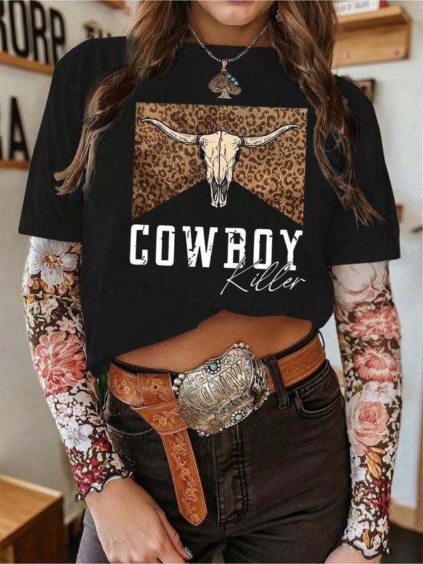 Cow Print Round Neck Vintage Casual Short Sleeve - Adult & Kids T-Shirts, Sweatshirts & Hoodies apparel design preview 1