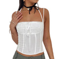 Crop Camisole Slim Lace Trim Tie Up Halter Neck - Adult & Kids T-Shirts, Sweatshirts & Hoodies apparel design preview 1