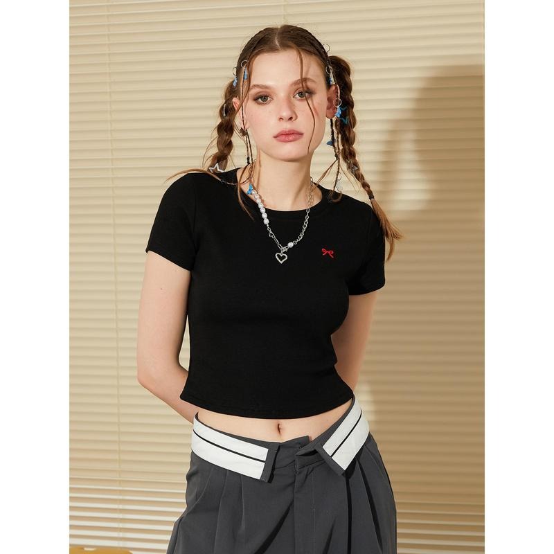 Crop Tops Tight Fitted Round Neck Short Sleeve Cute - Adult & Kids T-Shirts, Sweatshirts & Hoodies apparel design preview 1