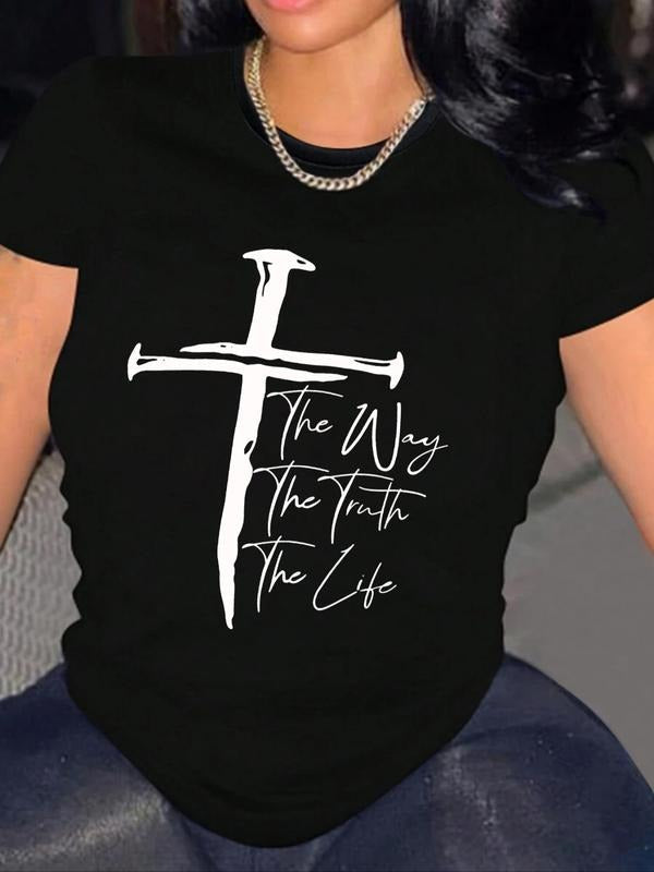 Cross Letter Print Round Neck Casual Short Sleeve - Adult & Kids T-Shirts, Sweatshirts & Hoodies apparel design preview 1