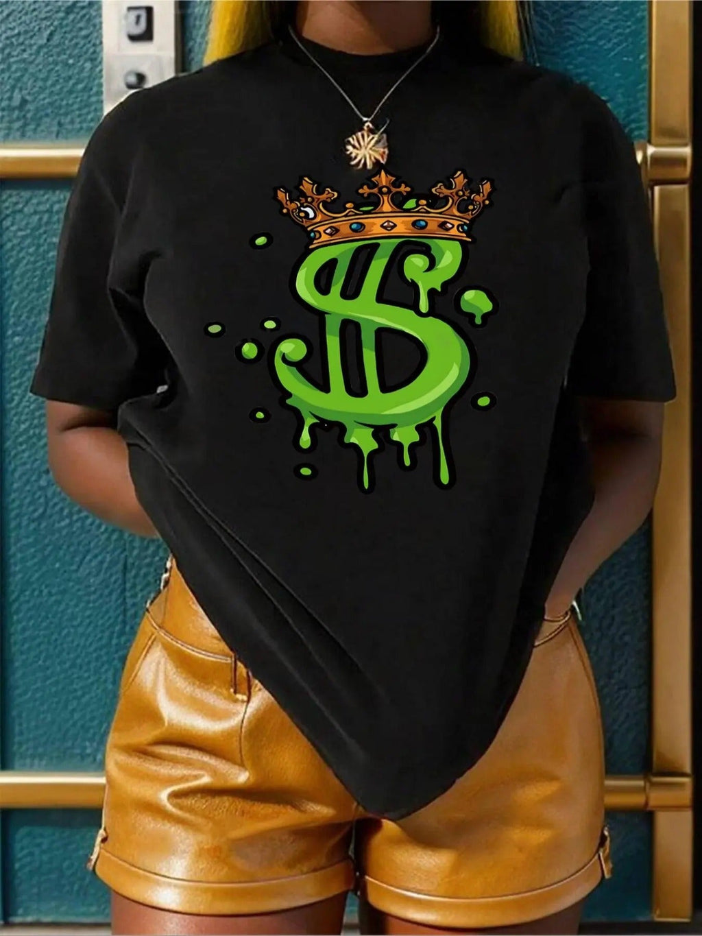 Crown Dollar Sign Print Round Neck Casual Crew Short - Adult & Kids T-Shirts, Sweatshirts & Hoodies apparel design preview 1