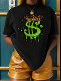 Crown Dollar Sign Print Round Neck Casual Crew Short - Adult & Kids T-Shirts, Sweatshirts & Hoodies apparel design preview 1