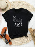 Deer Letter Print Round Neck Casual Short Sleeve Crew - Adult & Kids T-Shirts, Sweatshirts & Hoodies apparel design preview 1