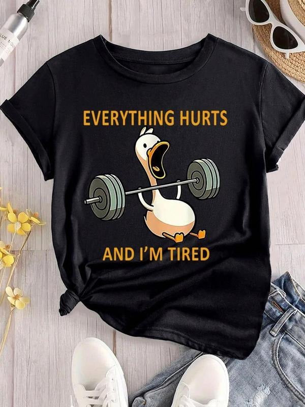 Duck Letter Print Round Neck Vintage Casual Short - Adult & Kids T-Shirts, Sweatshirts & Hoodies apparel design preview 1