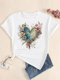 Floral Heart Print Round Neck Casual Short Sleeve - Adult & Kids T-Shirts, Sweatshirts & Hoodies apparel design preview 1