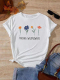 Floral Letter Print Round Neck Casual Crew Short - Adult & Kids T-Shirts, Sweatshirts & Hoodies apparel design preview 1