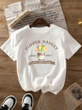 Floral Letter Print Round Neck Casual Short Sleeve - Adult & Kids T-Shirts, Sweatshirts & Hoodies apparel design preview 1
