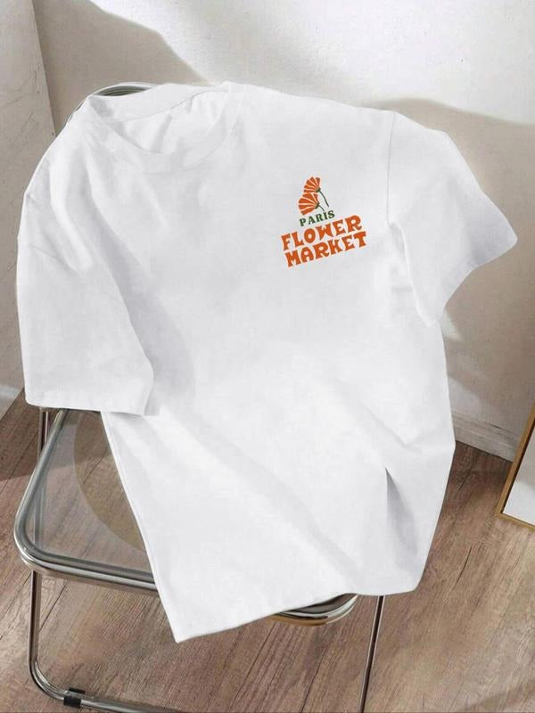 Floral Letter Print Round Neck Casual Short Sleeve - Adult & Kids T-Shirts, Sweatshirts & Hoodies apparel design preview 1