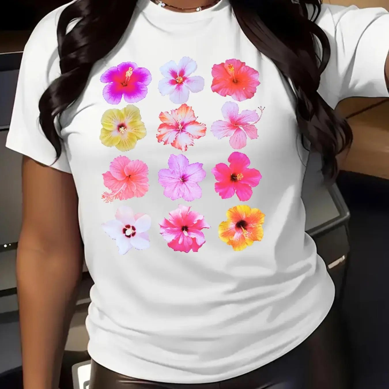 Floral Print Round Neck Casual Short Sleeve Crew - Adult & Kids T-Shirts, Sweatshirts & Hoodies apparel design preview 1
