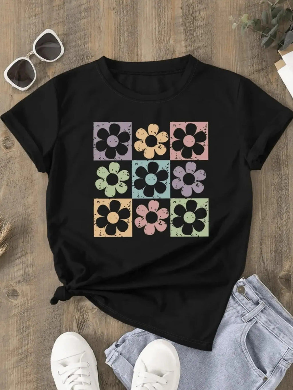 Floral Print Round Neck Vintage Casual Short Sleeve - Adult & Kids T-Shirts, Sweatshirts & Hoodies apparel design preview 1