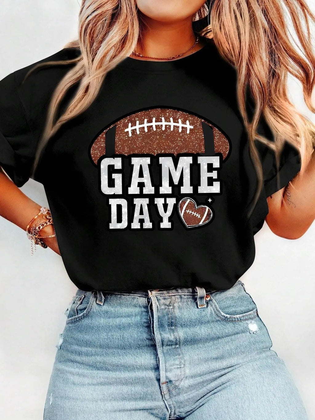 Game Day Letter Football Print Round Neck Vintage - Adult & Kids T-Shirts, Sweatshirts & Hoodies apparel design preview 1