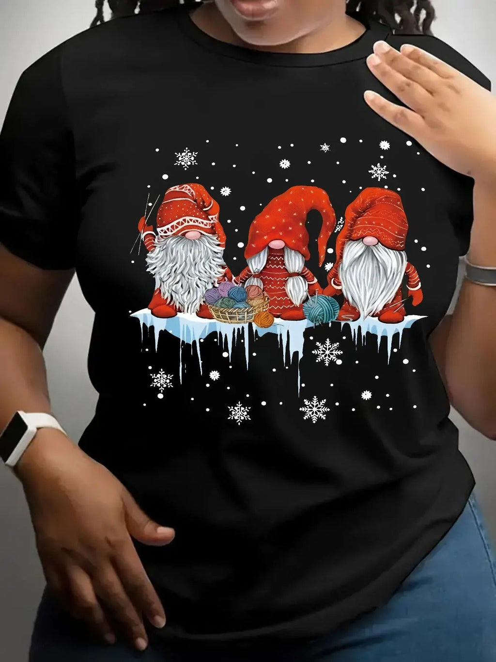 Gnome Print Round Neck Casual Short Sleeve Crew - Adult & Kids T-Shirts, Sweatshirts & Hoodies apparel design preview 1