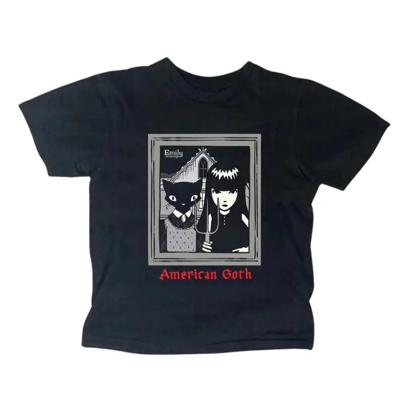 Gothic Emo Girl Strange Cat Baby Y2K Summer Top - Adult & Kids T-Shirts, Sweatshirts & Hoodies apparel design preview 1