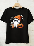 Halloween Themed Ghost Print Round Neck Casual Short - Adult & Kids T-Shirts, Sweatshirts & Hoodies apparel design preview 1