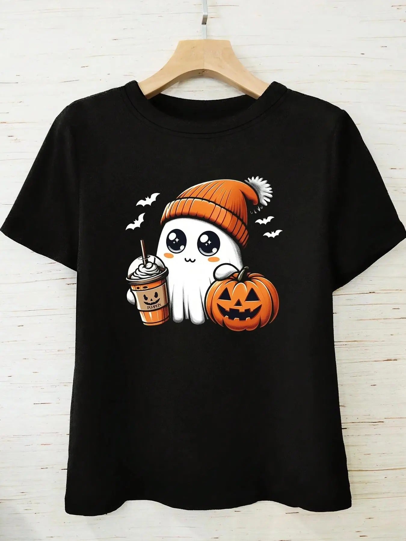 Halloween Themed Ghost Print Round Neck Casual Short - Adult & Kids T-Shirts, Sweatshirts & Hoodies apparel design preview 1