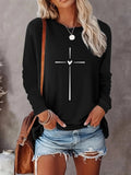 Heart Cross Print Round Neck Casual Crew Spring Fall - Adult & Kids T-Shirts, Sweatshirts & Hoodies apparel design preview 1