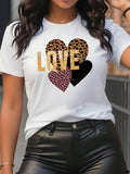 Heart Letter Print Round Neck Casual Leopard Crew - Adult & Kids T-Shirts, Sweatshirts & Hoodies apparel design preview 1