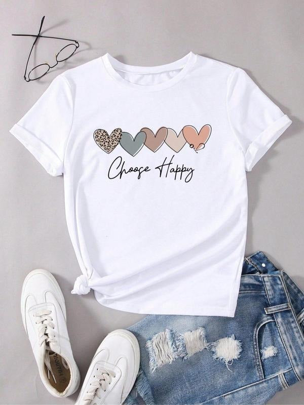 Heart Letter Print Round Neck Vintage Casual Short - Adult & Kids T-Shirts, Sweatshirts & Hoodies apparel design preview 1