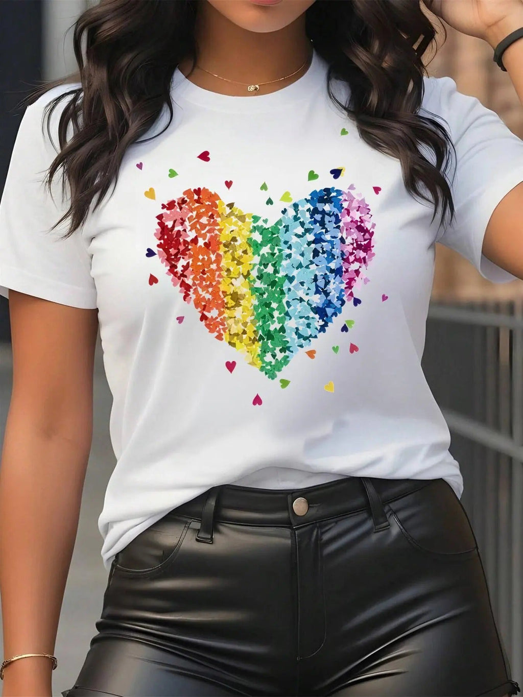 Heart Print Round Neck Vintage Casual Short Sleeve - Adult & Kids T-Shirts, Sweatshirts & Hoodies apparel design preview 1