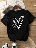 Heart Print Round Neck Casual Short Sleeve Crew Daily - Adult & Kids T-Shirts, Sweatshirts & Hoodies apparel design preview 1