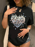 Heart Print Round Neck Casual Short Sleeve Crew Daily - Adult & Kids T-Shirts, Sweatshirts & Hoodies apparel design preview 1