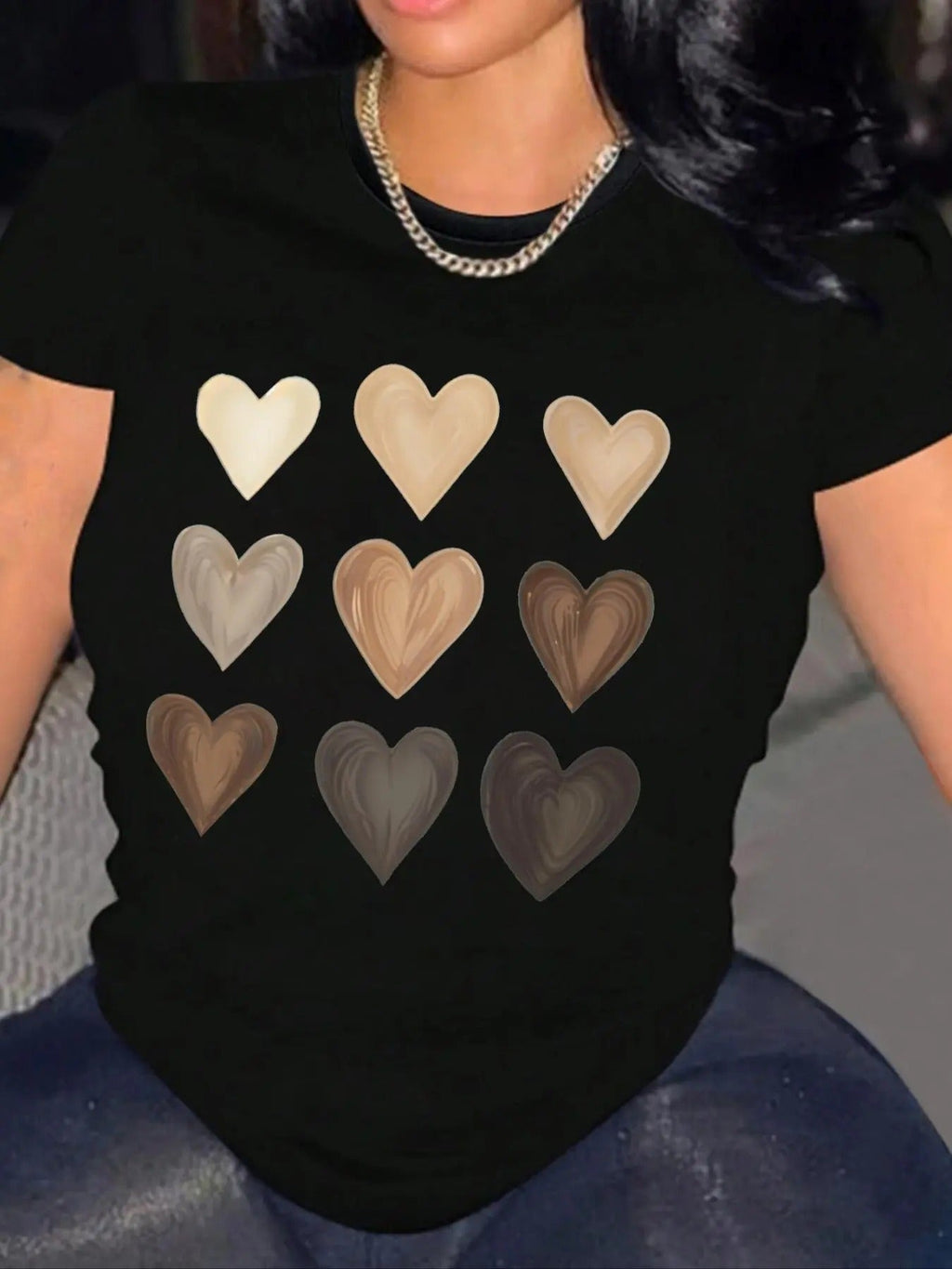 Heart Print Round Neck Casual Short Sleeve Crew Daily - Adult & Kids T-Shirts, Sweatshirts & Hoodies apparel design preview 1