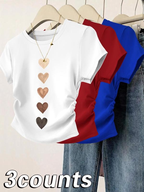 Heart Print Round Neck Casual Short Sleeve Daily - Adult & Kids T-Shirts, Sweatshirts & Hoodies apparel design preview 1