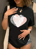 Heart Print Round Neck Casual Crew Short Sleeve Daily - Adult & Kids T-Shirts, Sweatshirts & Hoodies apparel design preview 1